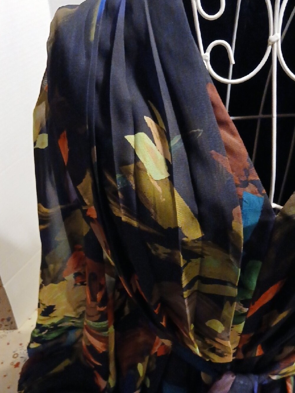 Alex Marie Navy Maxi Dress with Green, Brown & Blue Floral Print - Picture 3 of 16